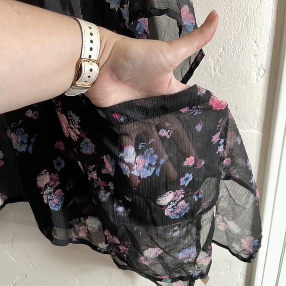 Arizona Jeans Company Size XL-XXL Kimono - Coverup Swim Beach Floral Black - Picture 4 of 8